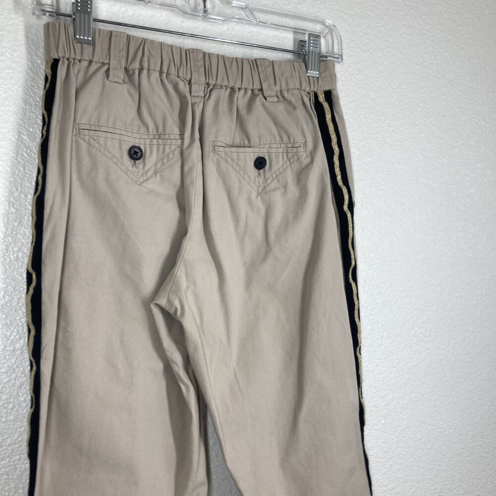 Zadig & Voltaire Pants Womens 36 Beige Tuxedo Stripe Gold Trim Casual Cotton - Picture 3 of 9